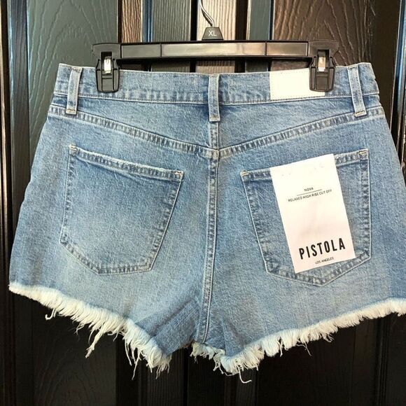 Pistola Shorts Womens 29 Denim High Rise Relaxed Fit Cut Off Bowery Frayed Hem - Picture 8 of 10